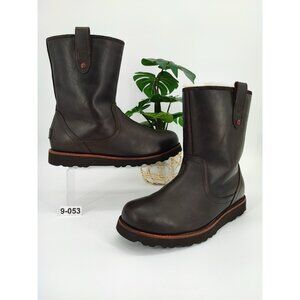 Ugg Men's Stoneman Brown Leather Calfskin Wool Pull On Boots Size 9 US
